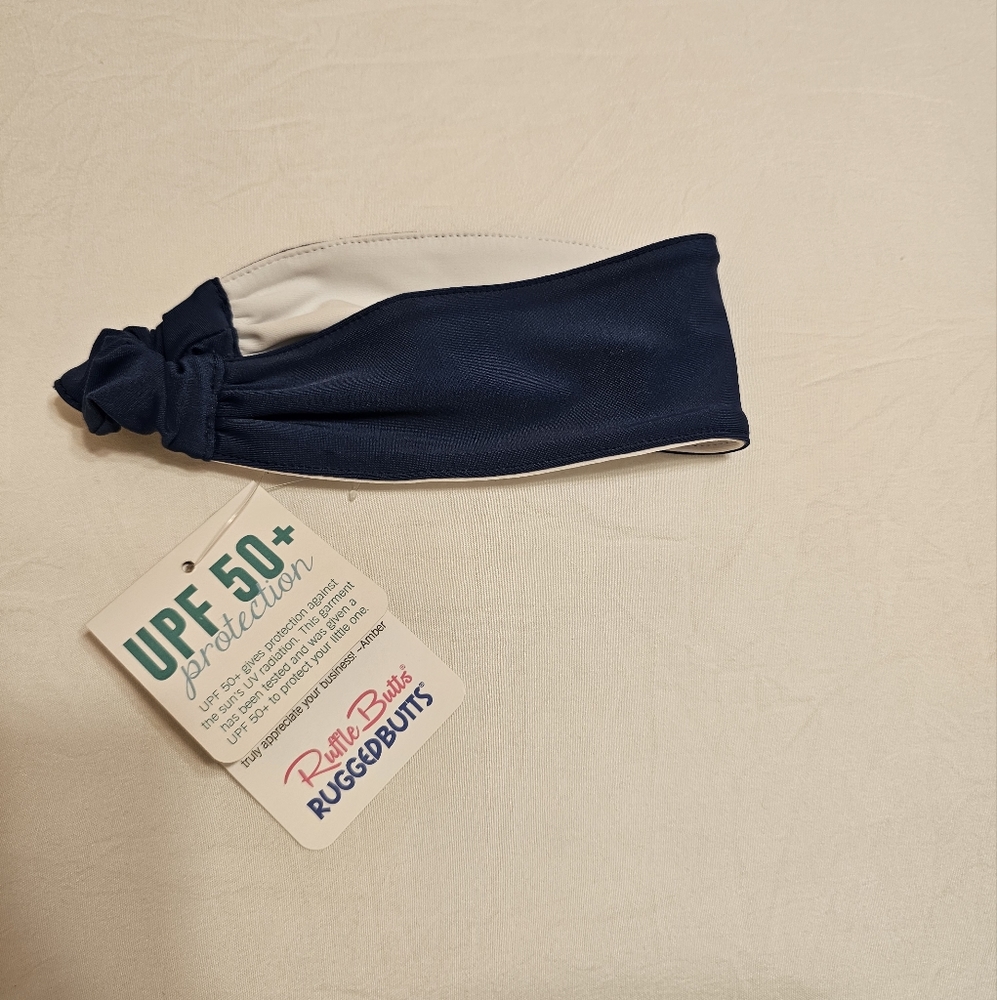 NWT Ruffle Butts Swim Headband Navy Blue